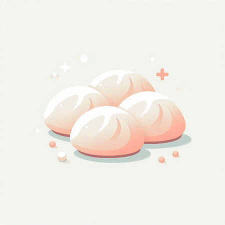 Vector illustration of steamed buns on a white background. Eps 10