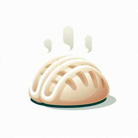 Illustration of a sweet bun with steam on a white background.