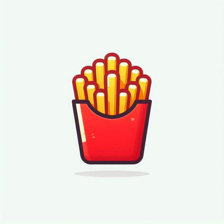 French fries in a red box on a white background. Vector illustration