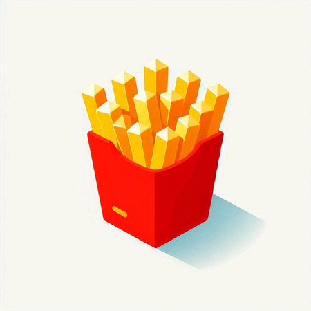 French fries in a red box. Vector illustration of fast food.