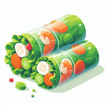 Vegetable rolls isolated on a white background. Vector illustration.