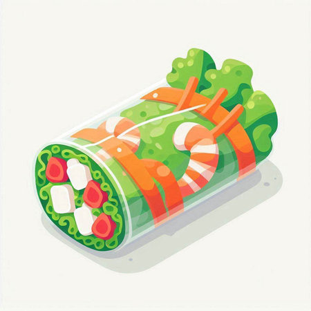 Salad roll vector illustration. Isolated on a white background.