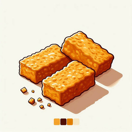 Illustration of three cubes of sugar cubes in isometric style.