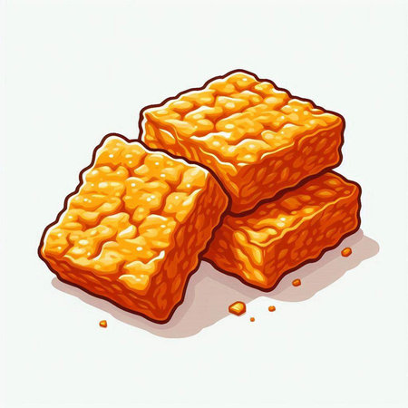 Illustration of a group of square crackers on a white background
