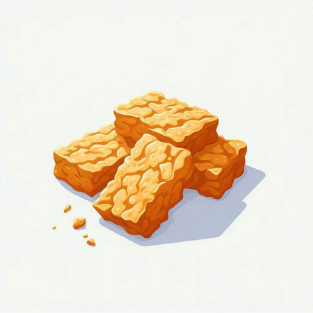 Illustration of a pile of brown sugar cubes on a white background