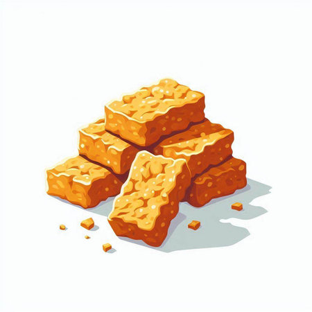 Illustration of a pile of tasty crackers on a white background
