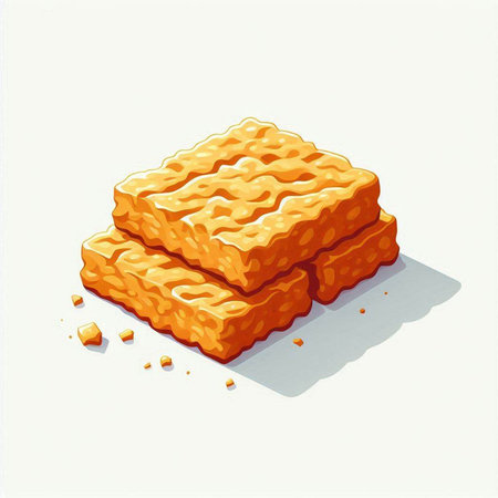 Illustration of a stack of crackers on a white background.