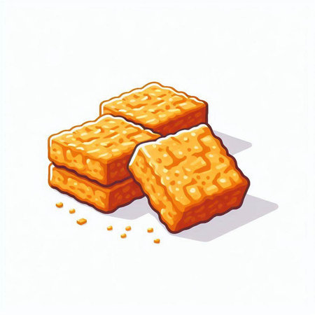 Illustration of a stack of crackers on a white background.