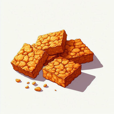 Illustration of a pile of sweet cubes on a white background.