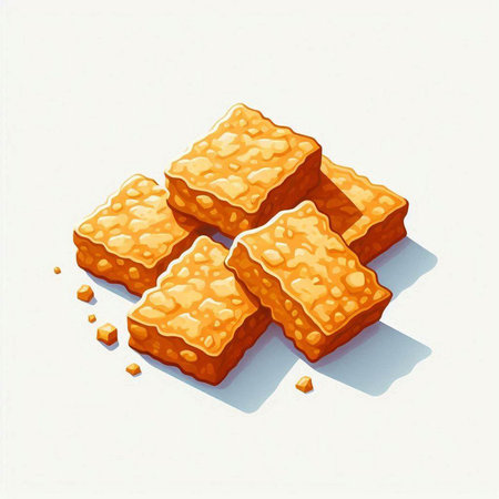 Illustration of a pile of sugar cubes on a white background.