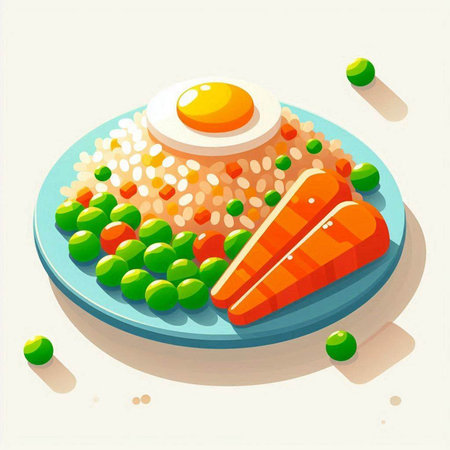 Illustration of chicken nuggets on a white background with shadow.の写真素材