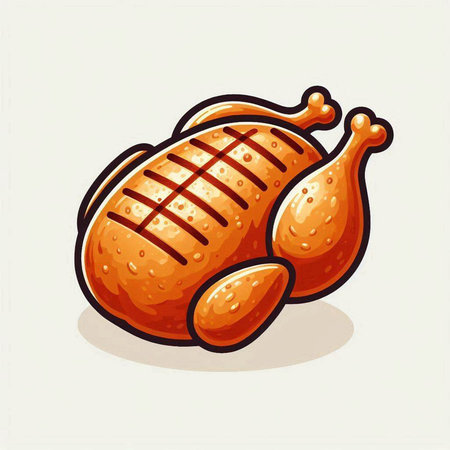 Illustration of a roasted turkey isolated on a white background - vectorの写真素材