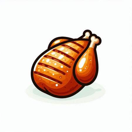 Roast chicken isolated on white background. Hand drawn vector illustration.の写真素材