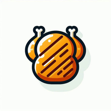 Grilled chicken icon. Vector illustration isolated on a white background.の写真素材
