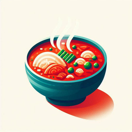 Japanese soup in a bowl with chopsticks. Vector illustration for your design