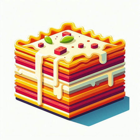 Piece of cake with cream on a white background. Vector illustration.