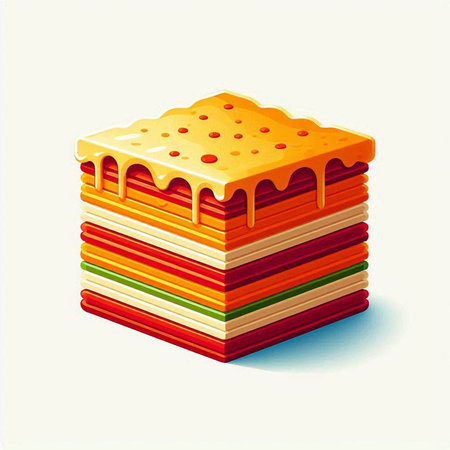 Illustration of a stack of cake on a white background with shadow