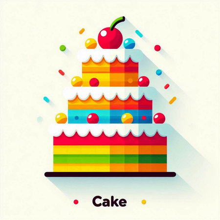 Cake icon. Flat design. Vector illustration. Eps 10.