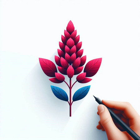 Hand drawing a red flower on a white background. Vector illustration.