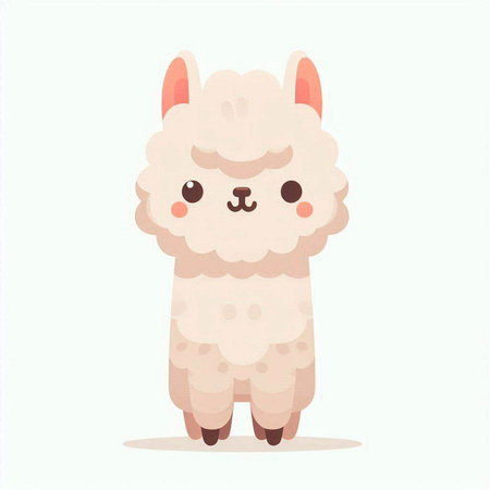 Cute alpaca. Vector illustration isolated on white background.の写真素材