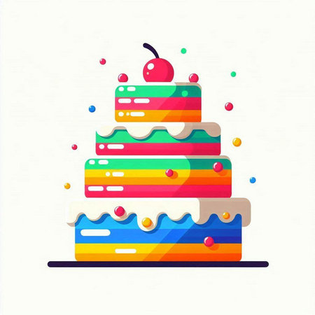 Birthday cake icon. Colorful vector illustration in flat style.