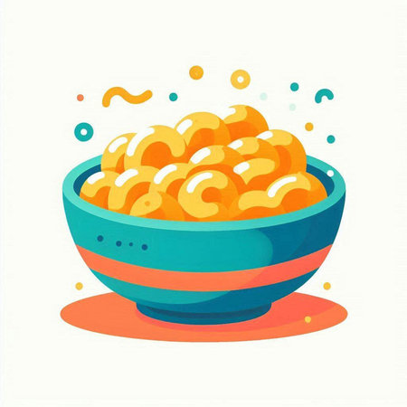 Bowl of cornflakes. Vector illustration on white background.