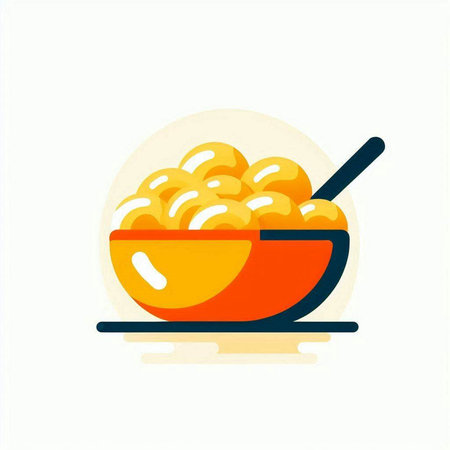 Bowl with potato gnocchi. Vector illustration in flat styleの写真素材