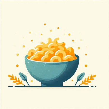 Illustration of macaroni in a bowl. Vector illustration.