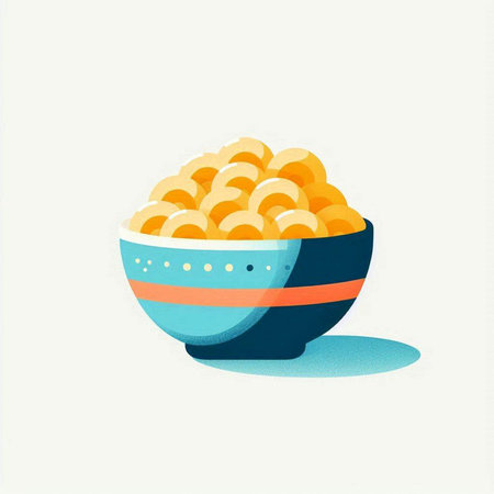 Bowl of macaroni on a white background. Vector illustration.