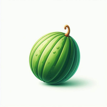 Illustration of a green watermelon isolated on a white background.の写真素材