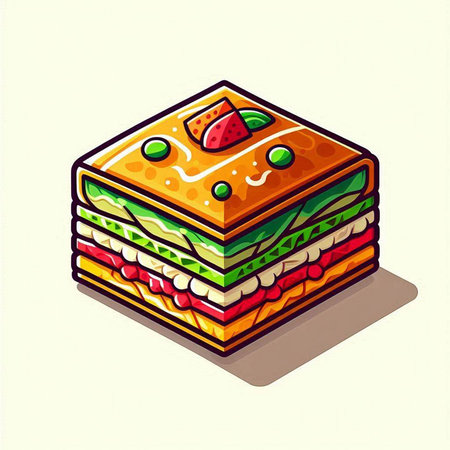 Illustration of colorful sandwich in isometric style. Vector illustration.の写真素材