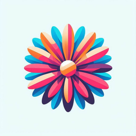 Colorful flower on a light blue background. Vector illustration for your design