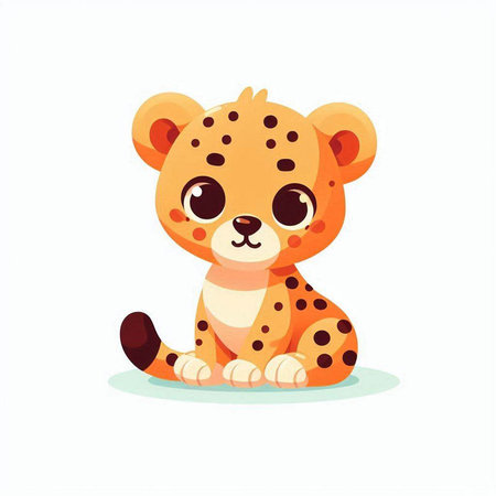 Cute cartoon cheetah. Animal character. Vector illustration.の写真素材