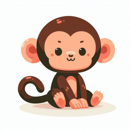 Cute cartoon monkey. Vector illustration isolated on a white background.