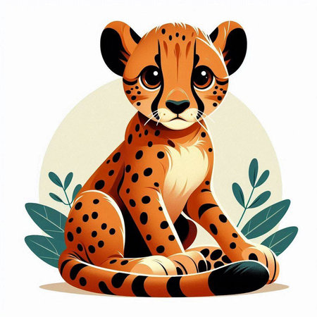 Cheetah sitting on the grass. Vector illustration of a wild animal.の写真素材