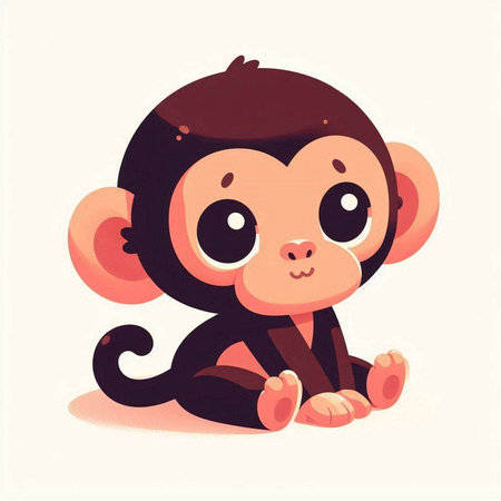 Cute monkey on white background. Vector illustration in cartoon style.