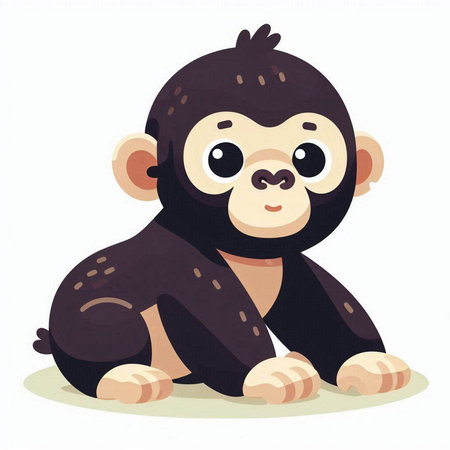 Monkey isolated on white background. Vector illustration in cartoon style.