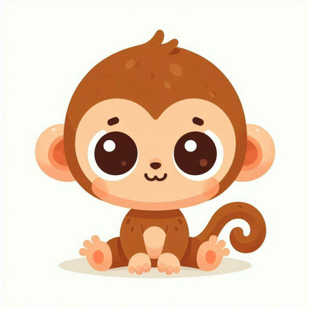 Cute cartoon monkey. Vector illustration isolated on a white background.