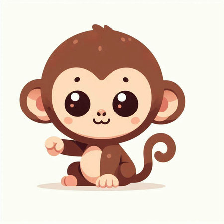Cute cartoon monkey isolated on a white background. Vector illustration.