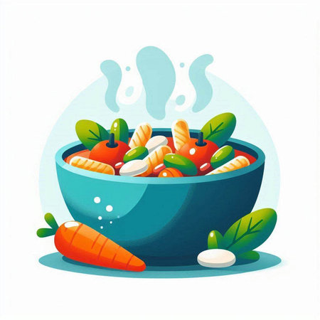 Healthy food. Vector illustration of a bowl of vegetable salad.の写真素材