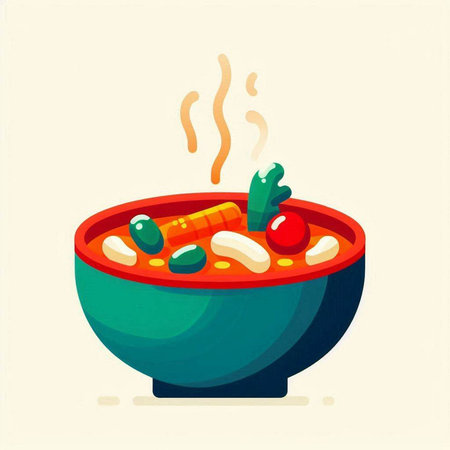 Illustration of a bowl of soup. Vector illustration of a bowl of soupの写真素材