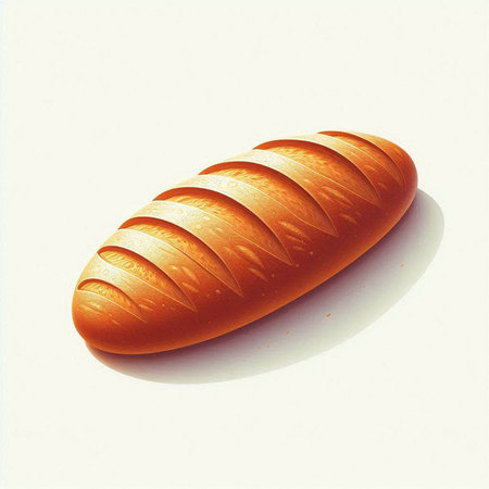A loaf of bread on a white background. 3D illustration.の写真素材