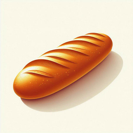 Illustration of a loaf of bread on a white background with shadow