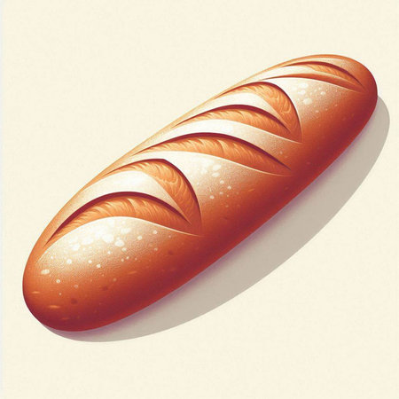 French baguette isolated on a white background. 3d render
