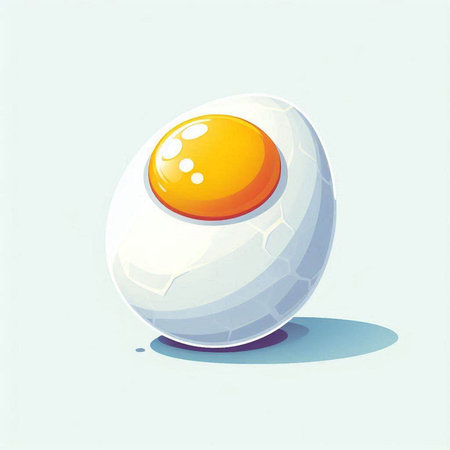 Boiled egg on a white background. Vector illustration. Eps 10