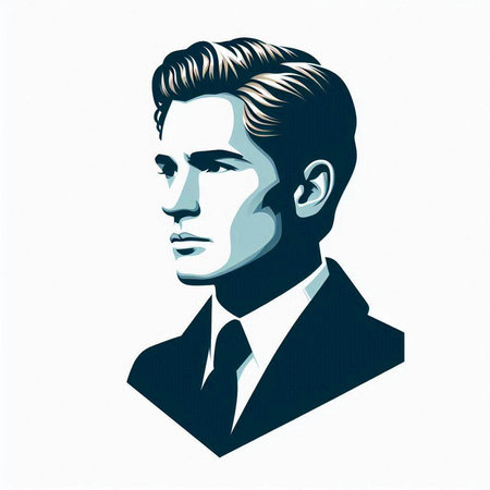 Portrait of a handsome man with short hair. Vector illustration.の写真素材