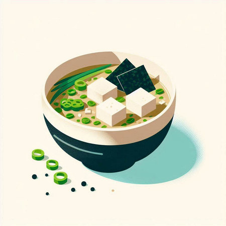 japanese miso soup in bowl, illustration in vector formatの写真素材