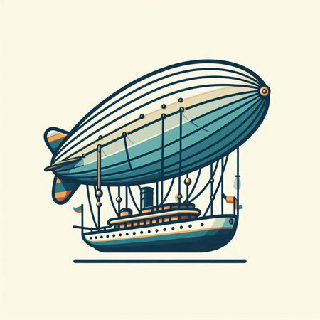 Illustration of a dirigible in retro style. Vector illustration.の写真素材