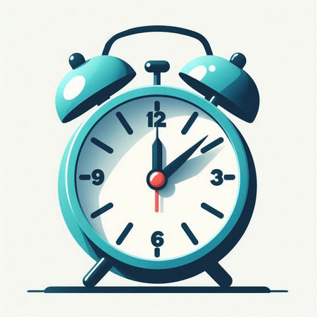 Retro alarm clock on white background. Vector illustration in retro style.