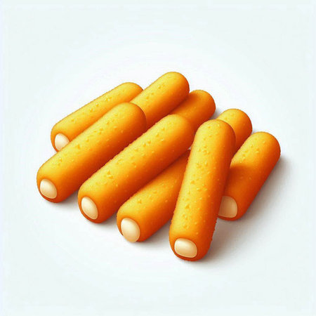 Illustration of cheese sticks on a white background with space for textの写真素材
